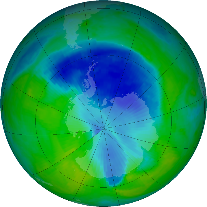 Antarctic ozone map for 07 December 1998